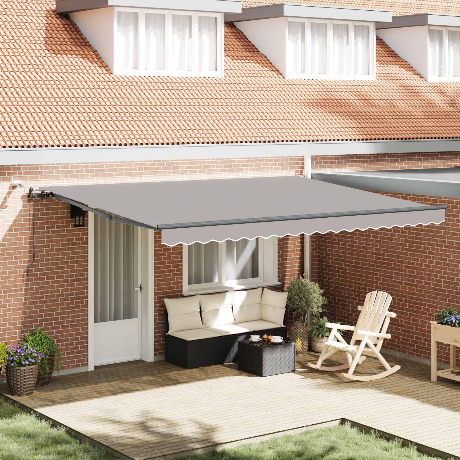 Tenda retrattile Grigio Chiaro 450 × 300 cm Poliestere