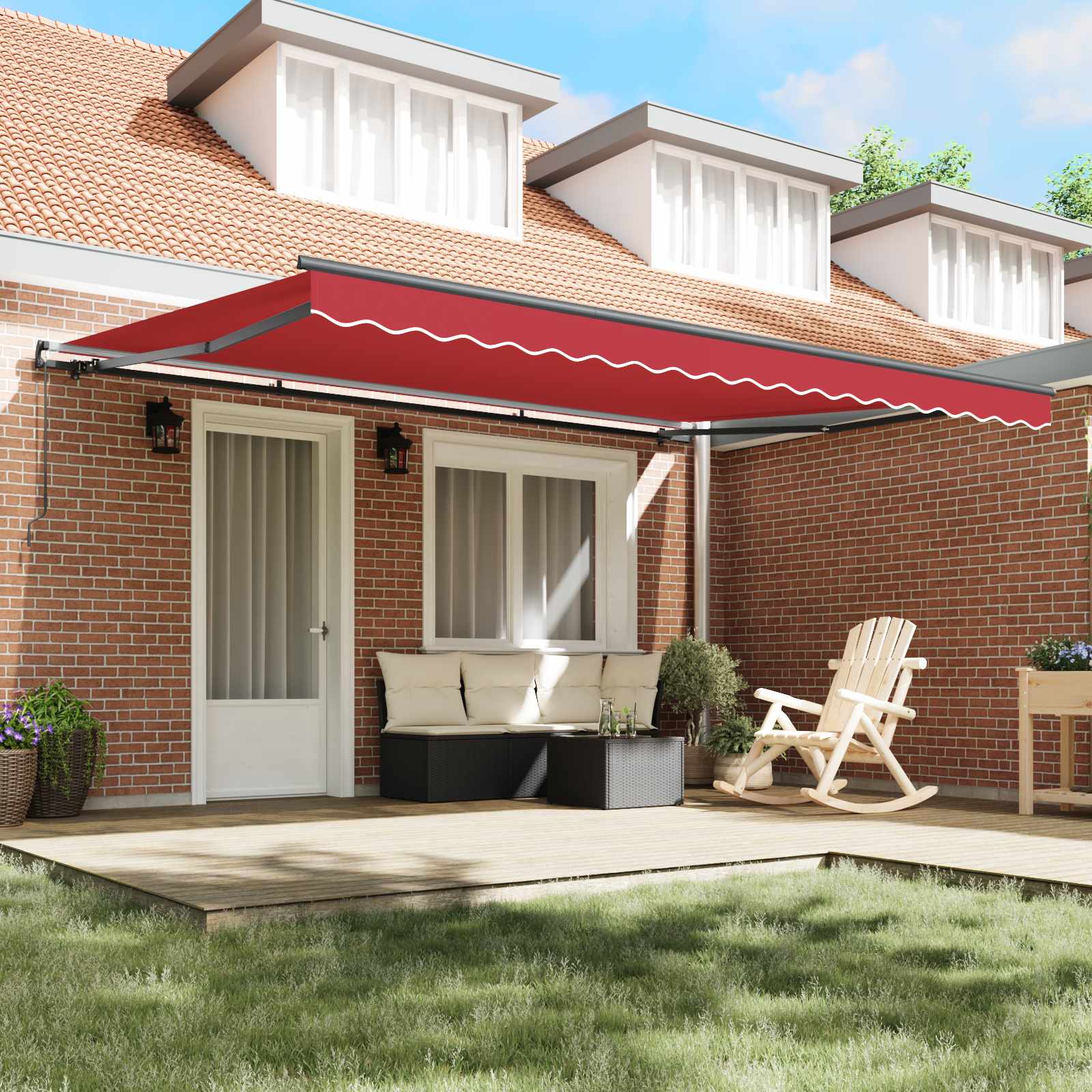 Tenda retrattile Rosso 450 × 300 cm Poliestere e Alluminio