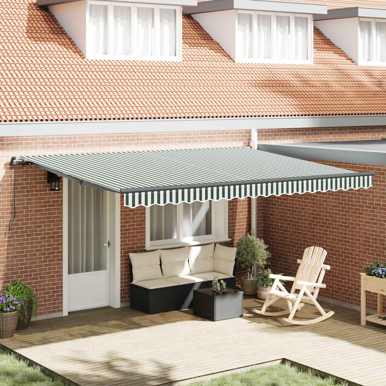 Tenda retrattile Verde e Bianco 450 × 300 cm