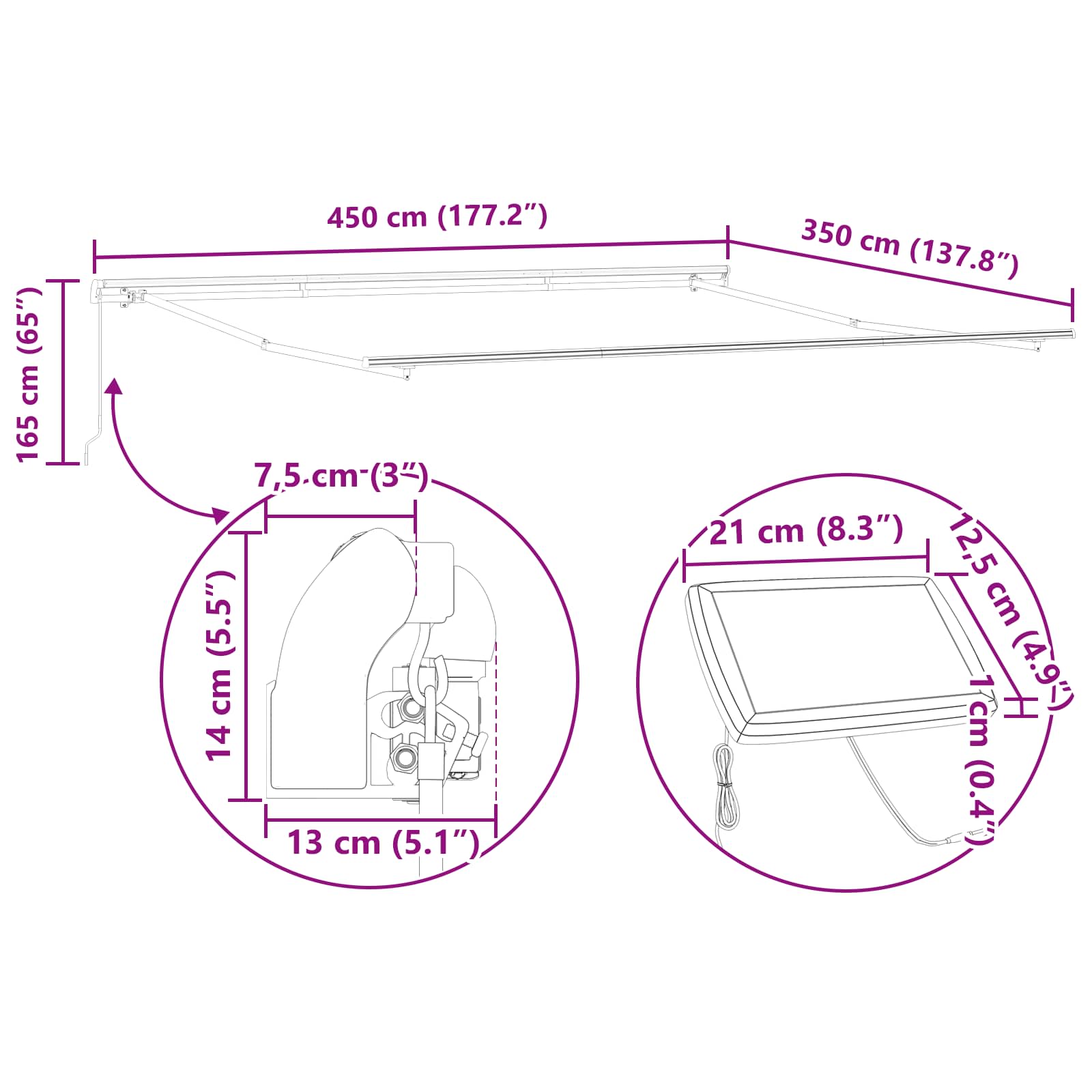 Tenda retrattile arancione e marrone 450 × 350 cm
