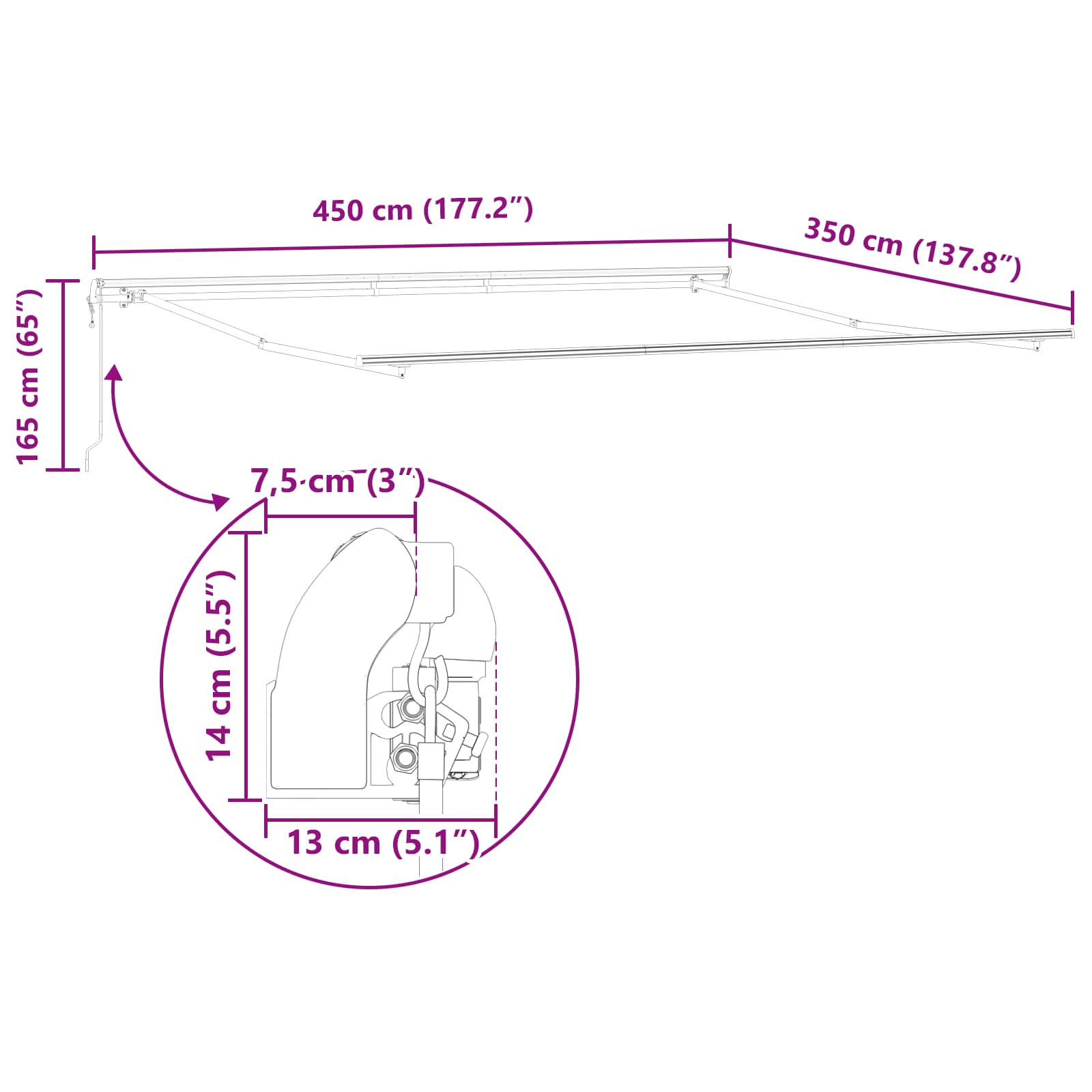 Tenda retrattile arancione e marrone 450 × 350 cm Poliestere