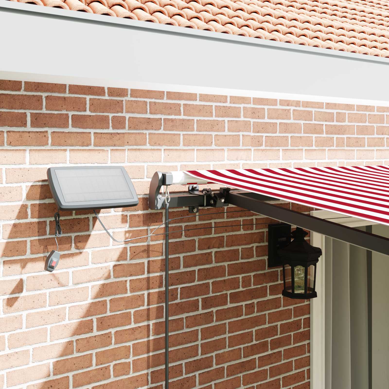 Tenda retrattile Rosso e Bianco 450 × 350 cm