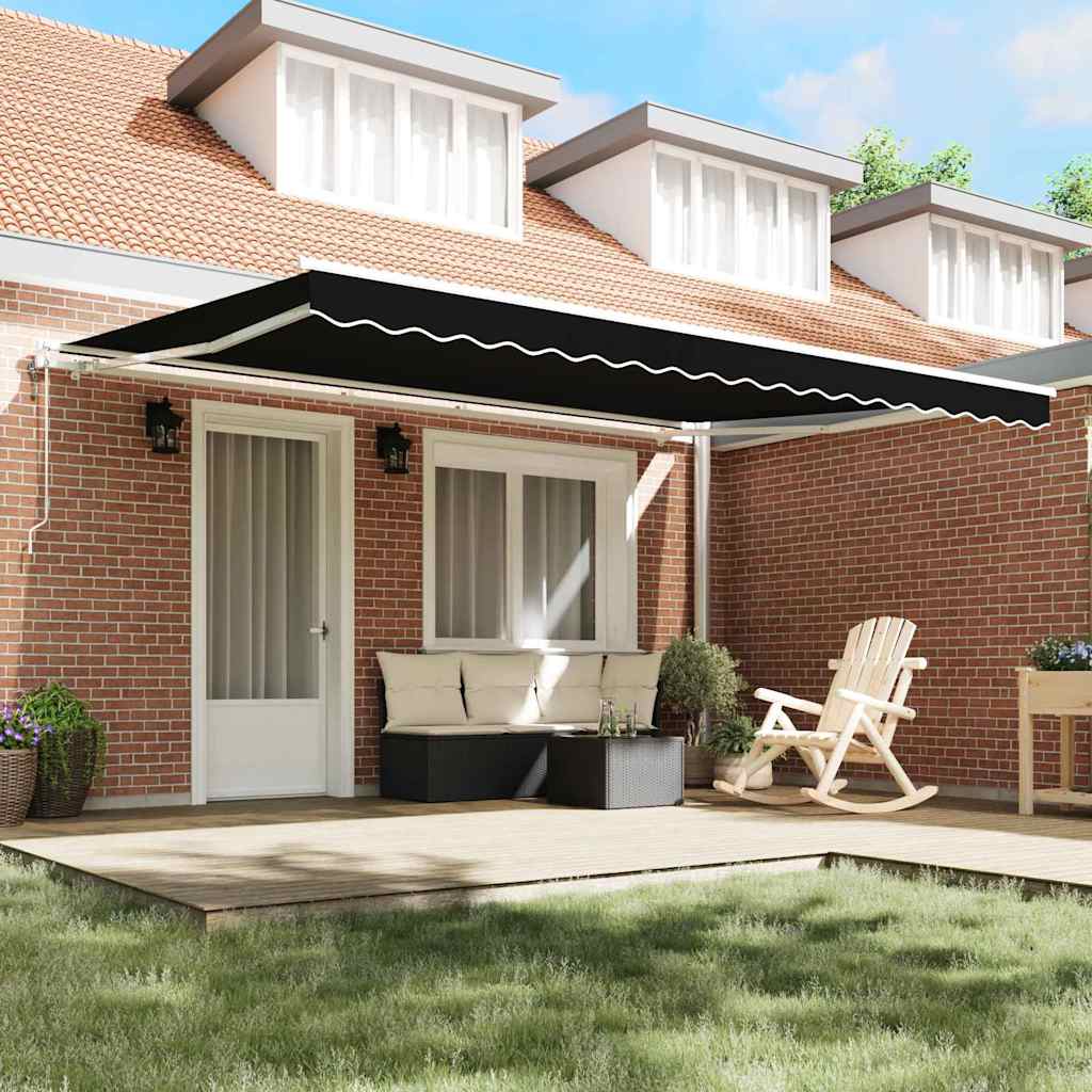 Tenda retrattile Nero 450 × 350 cm Tessuto e Alluminio