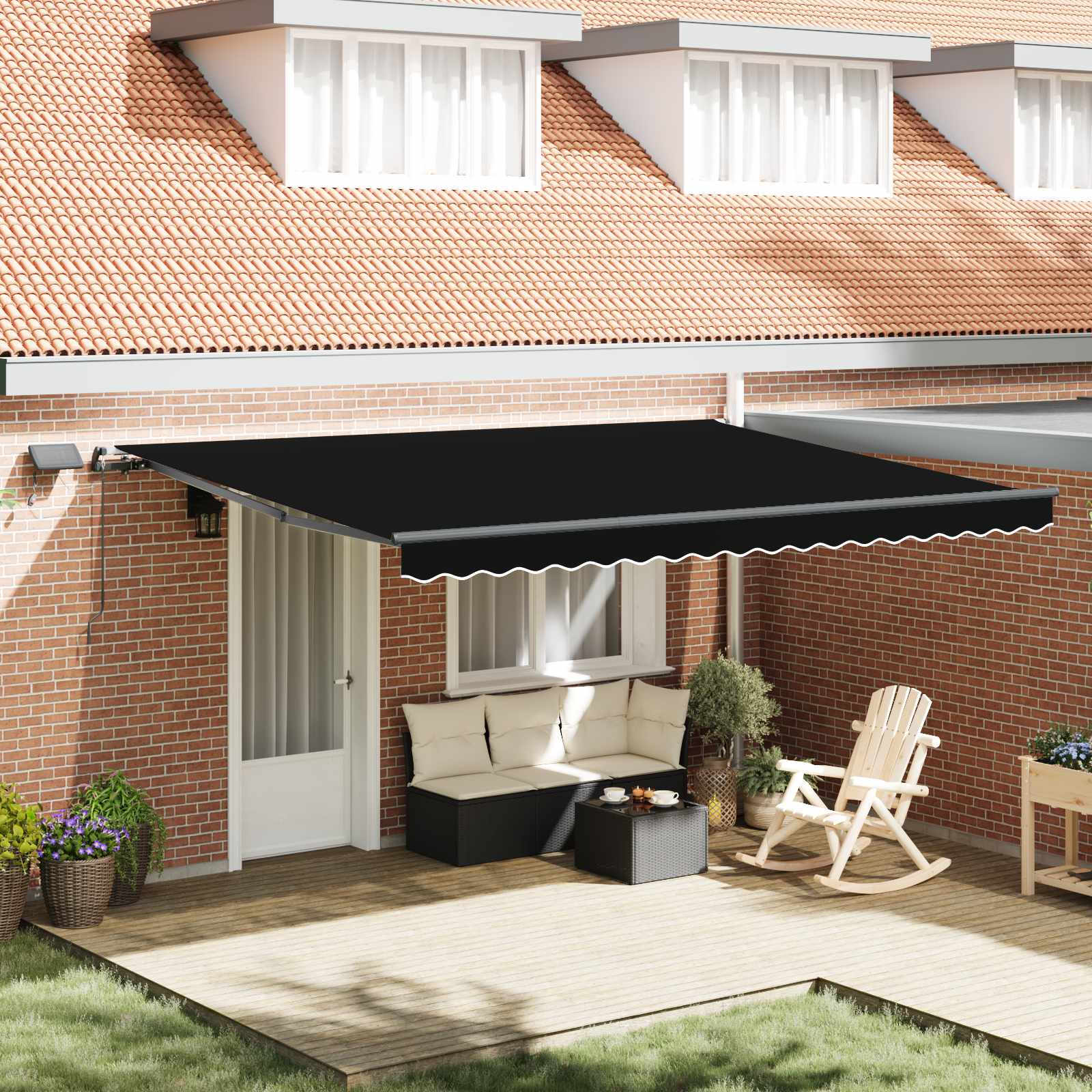 Tenda retrattile Nero 450 × 350 cm Tessuto e Alluminio