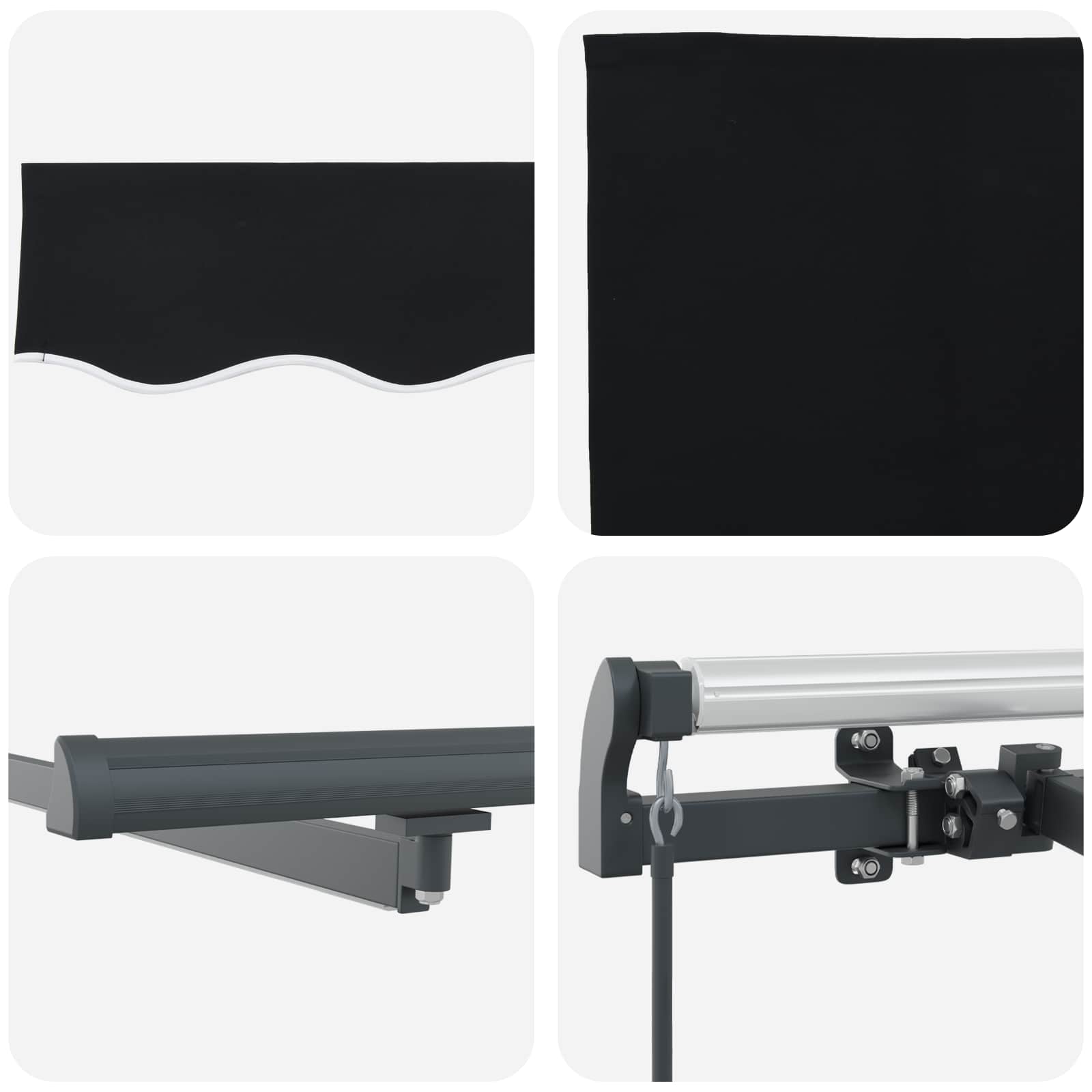 Tenda retrattile Nero 450 × 350 cm Tessuto e Alluminio