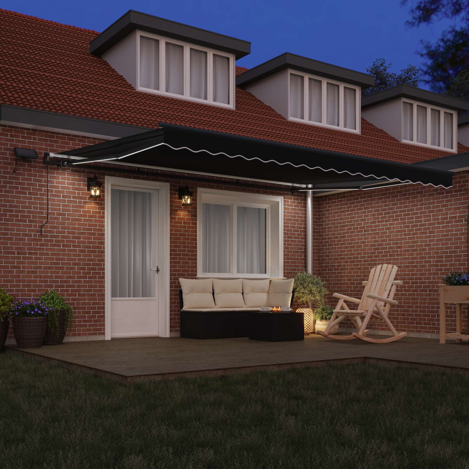 Tenda retrattile Nero 450 × 350 cm Tessuto e Alluminio