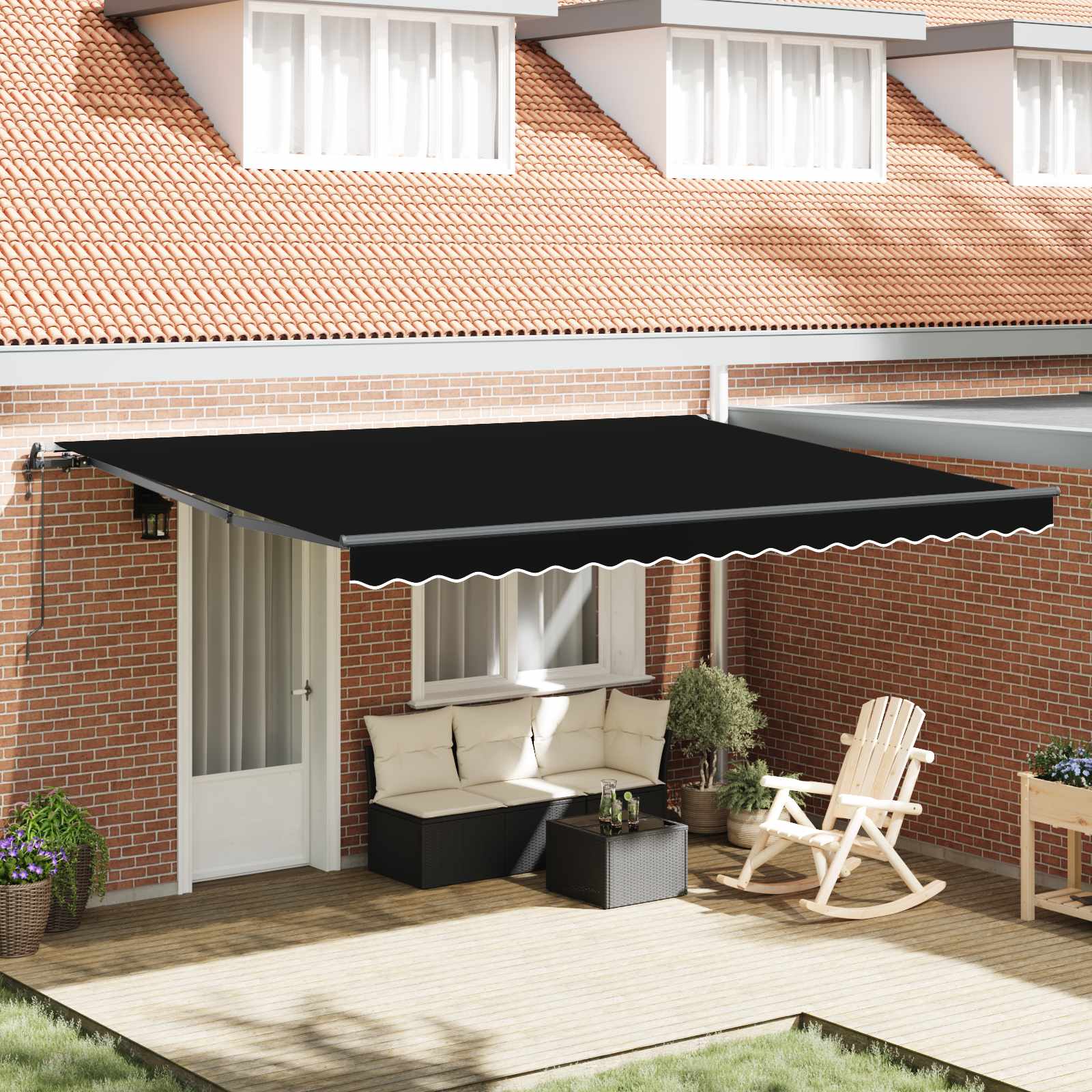 Tenda retrattile Nero 450 × 350 cm Tessuto e Alluminio