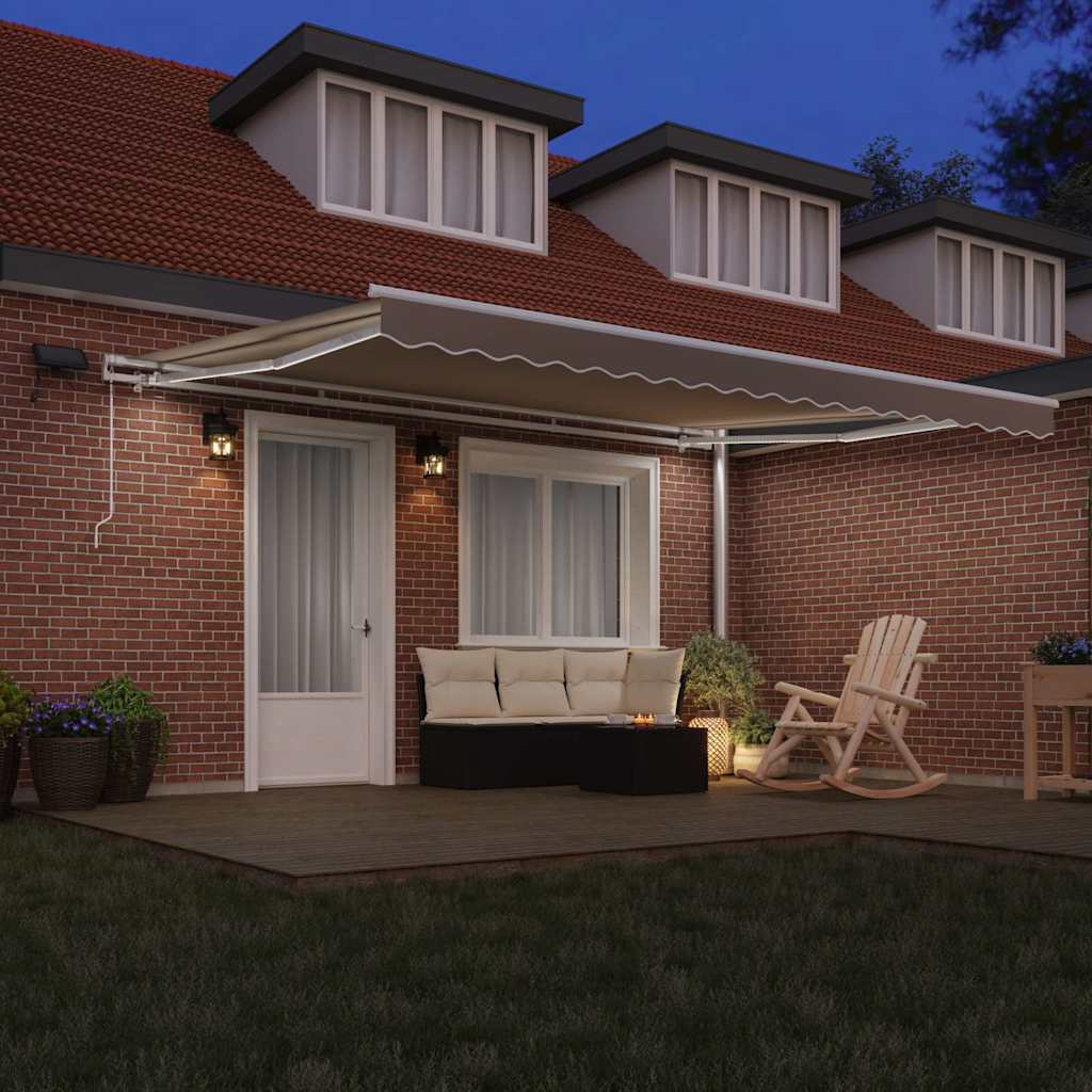 Tenda retrattile Beige 450 × 350 cm Tessuto e Alluminio