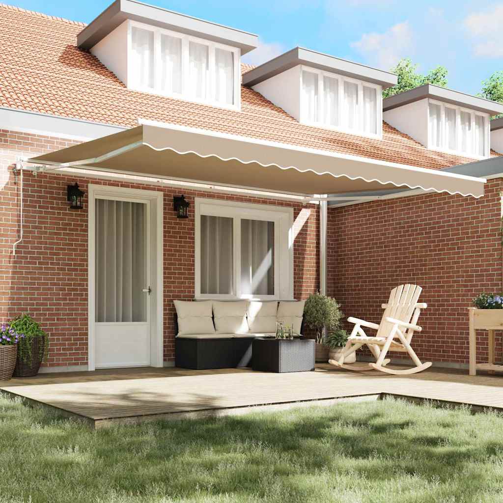 Tenda retrattile Beige 450 × 350 cm Tessuto e Alluminio