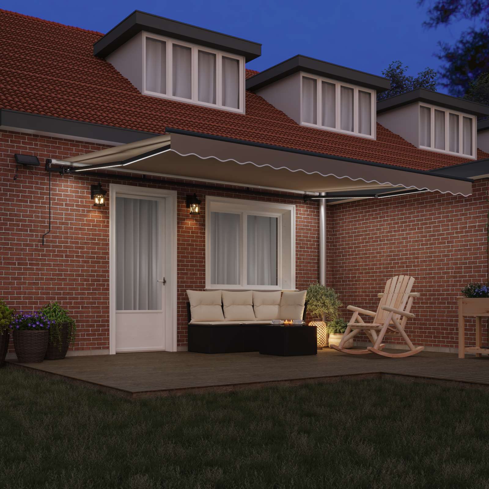 Tenda retrattile Beige 450 × 350 cm Tessuto e Alluminio