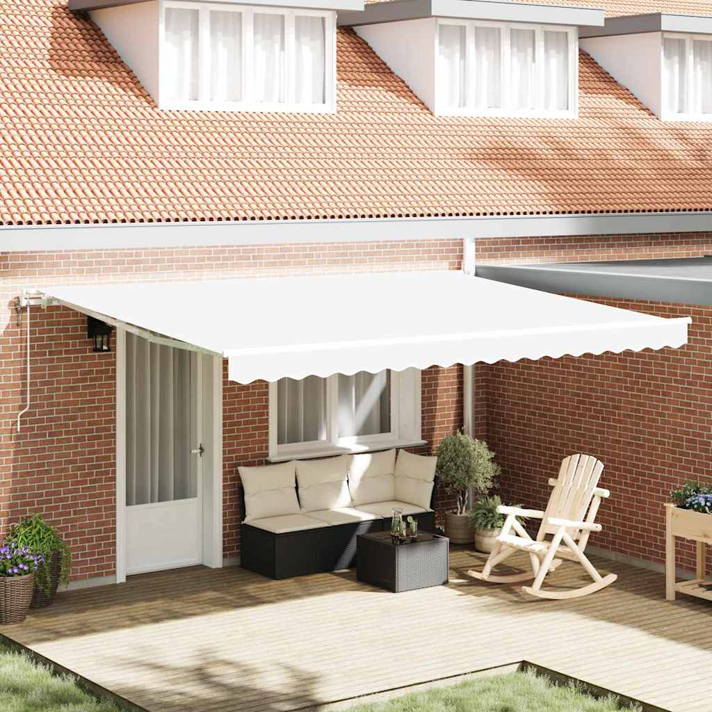 Tenda retrattile Bianco 450 × 350 cm Tessuto e Alluminio