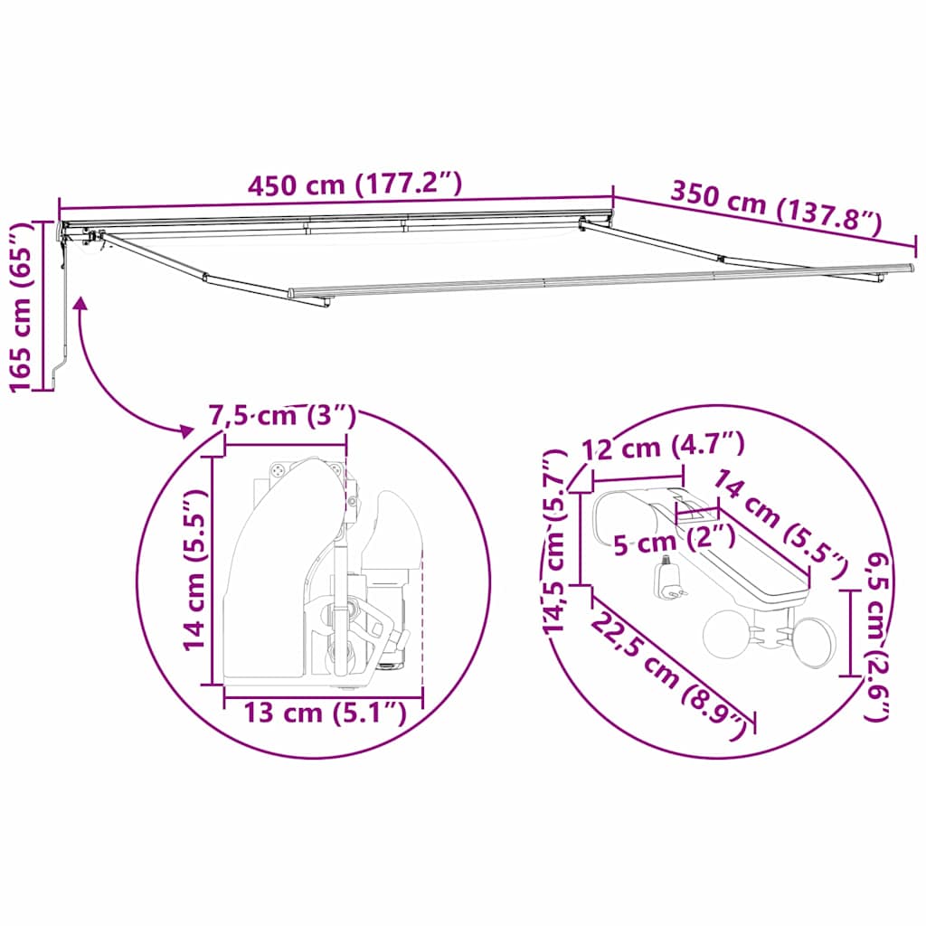 Tenda retrattile Bianco 450 × 350 cm Poliestere