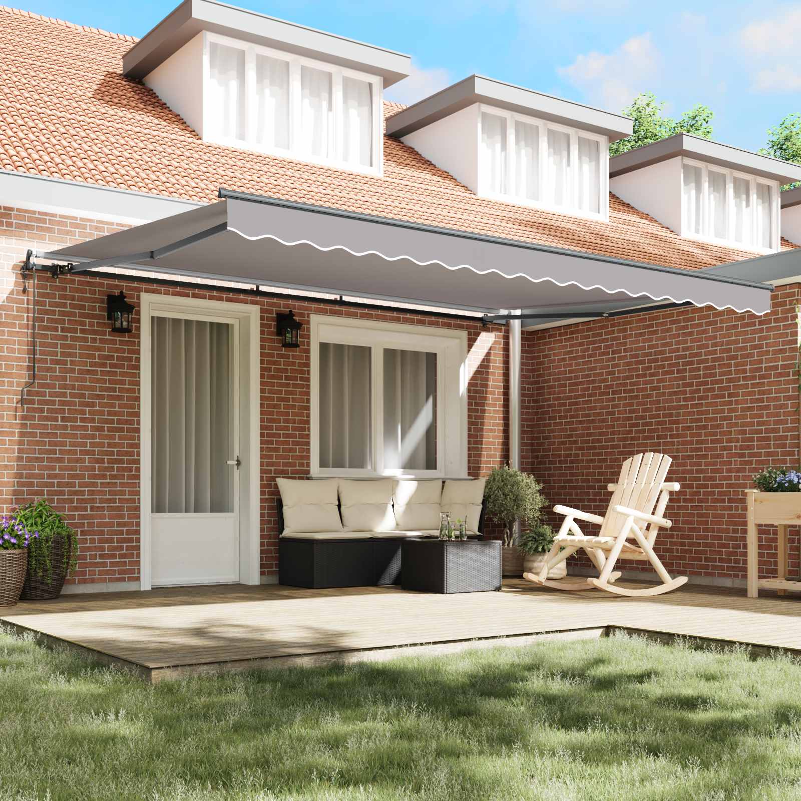 Tenda retrattile Grigio Chiaro 450 × 350 cm Tessuto e Alluminio