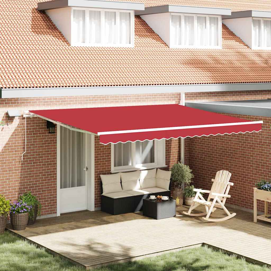 Tenda retrattile Rosso 450 × 350 cm Tessuto e Alluminio