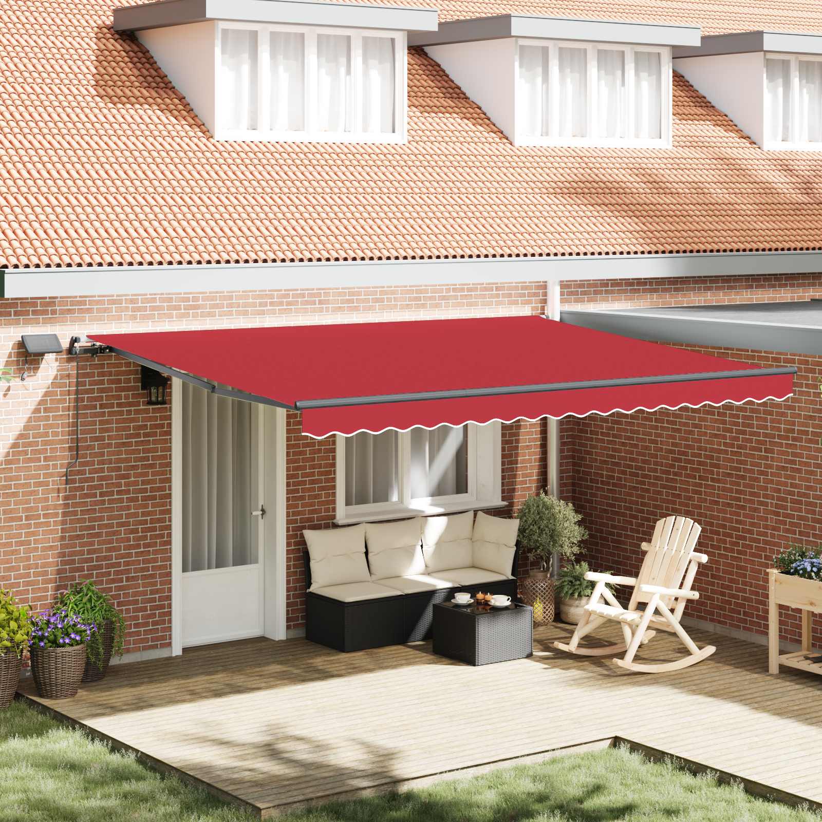Tenda retrattile Rosso 450 × 350 cm Tessuto e Alluminio
