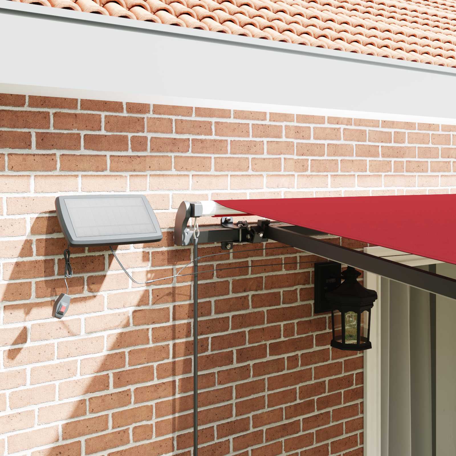 Tenda retrattile Rosso 450 × 350 cm Tessuto e Alluminio