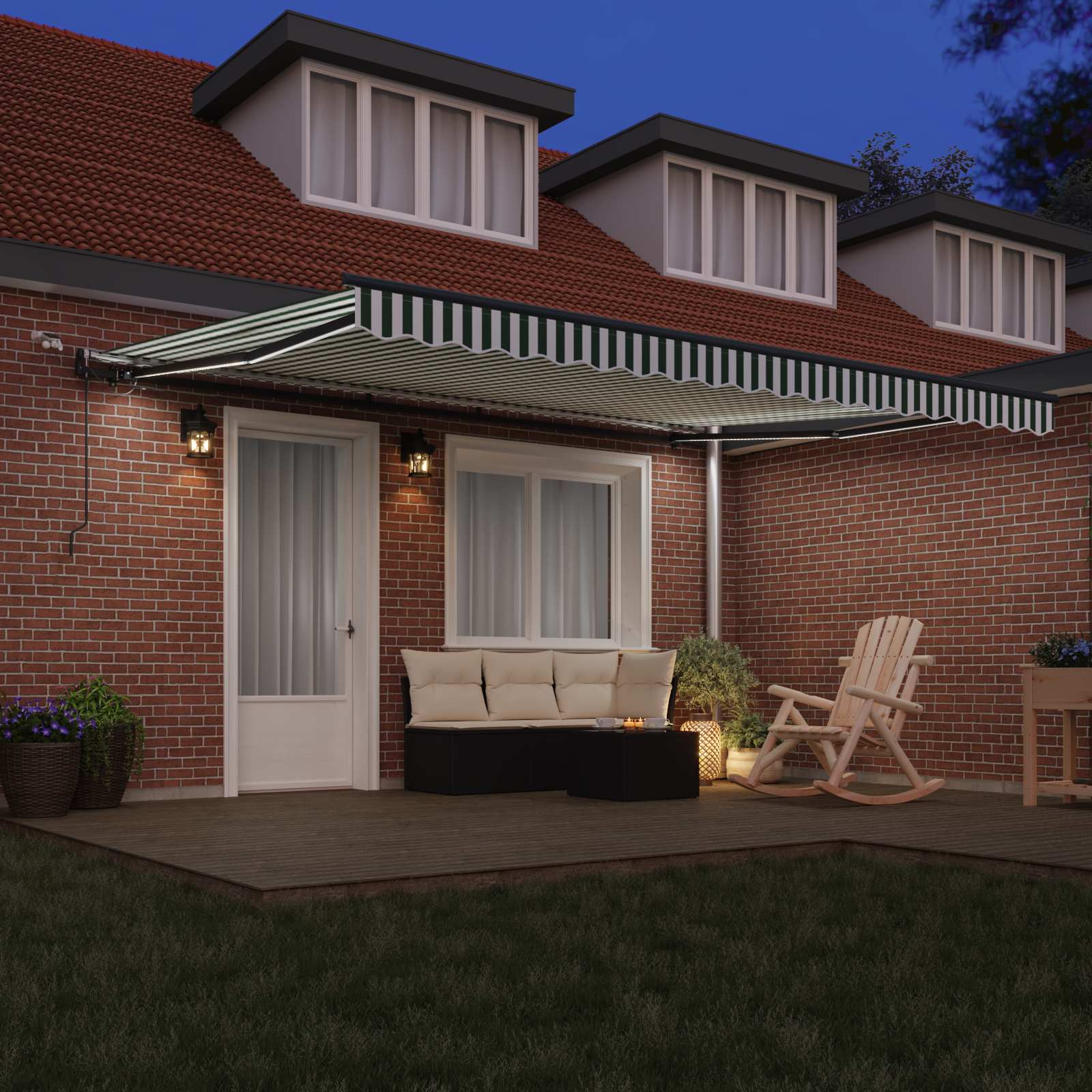 Tenda retrattile Verde e Bianco 450 × 350 cm Poliestere