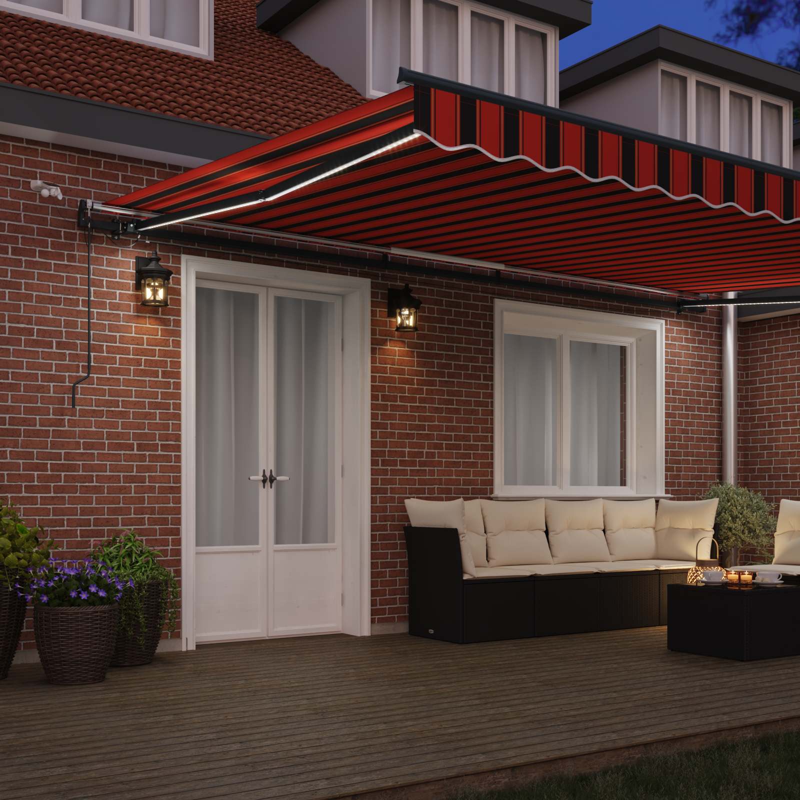 Tenda retrattile arancione e marrone 500 × 300 cm Poliestere