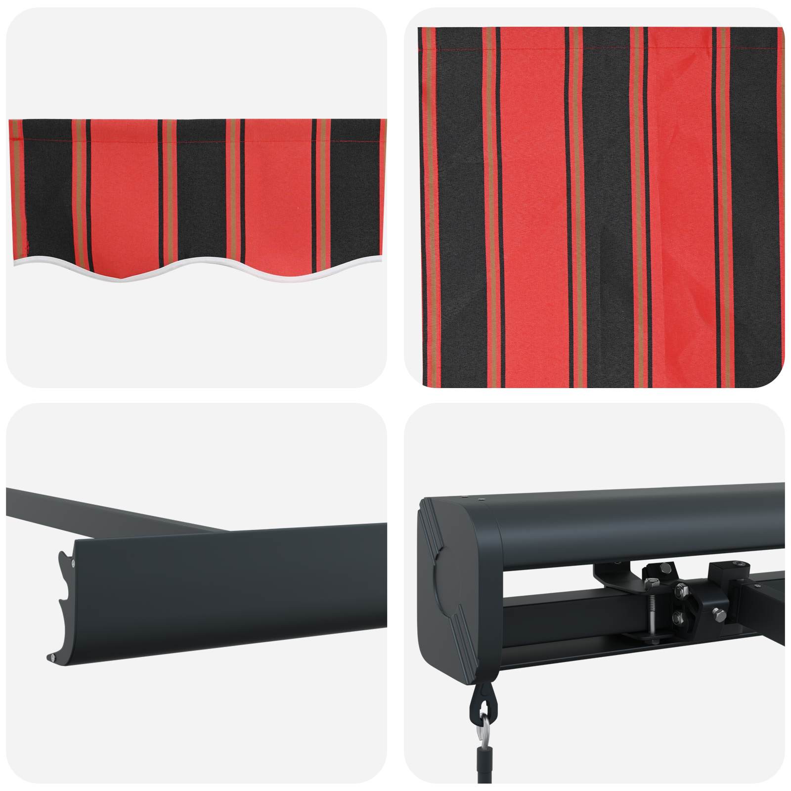 Tenda retrattile Rosso e Nero 500 × 300 cm Tela e Alluminio