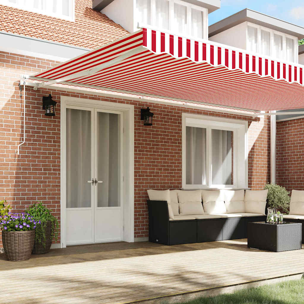 Tenda retrattile Rosso e Bianco 500 × 300 cm
