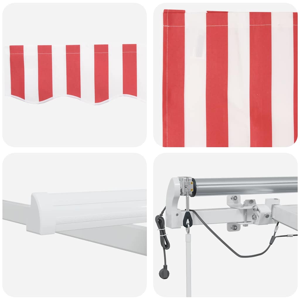 Tenda retrattile Rosso e Bianco 500 × 300 cm Poliestere