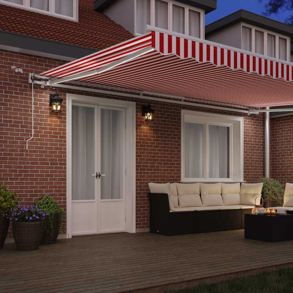 Tenda retrattile Rosso e Bianco 500 × 300 cm Poliestere
