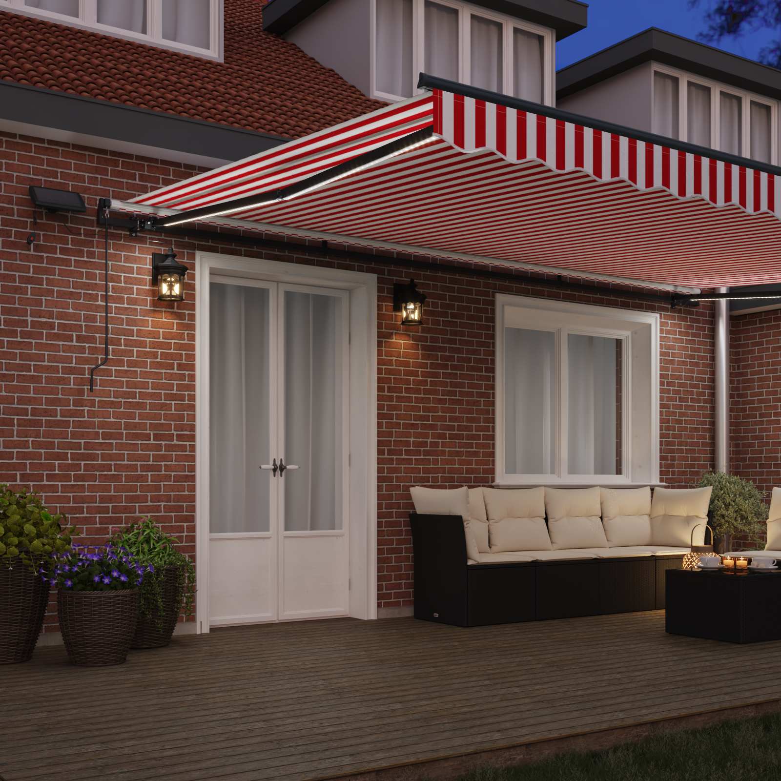 Tenda retrattile Rosso e Bianco 500 × 300 cm
