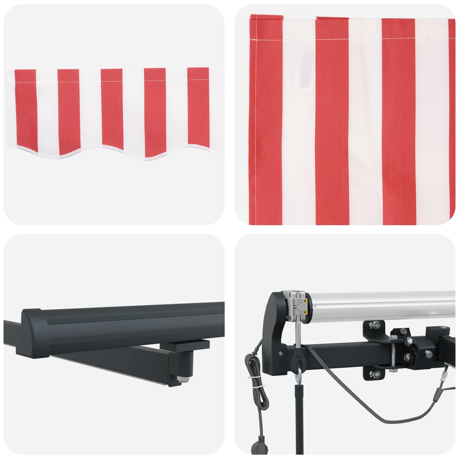 Tenda retrattile Rosso e Bianco 500 × 300 cm Poliestere