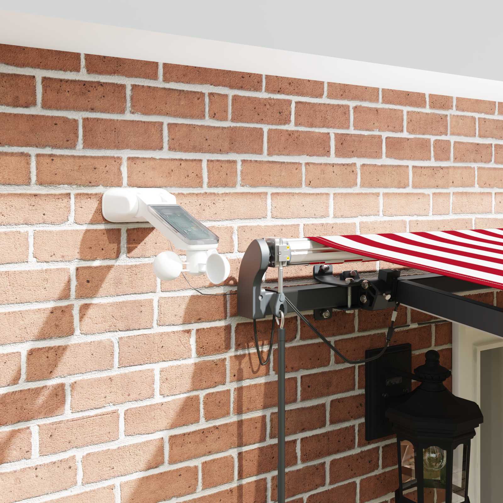Tenda retrattile Rosso e Bianco 500 × 300 cm Poliestere