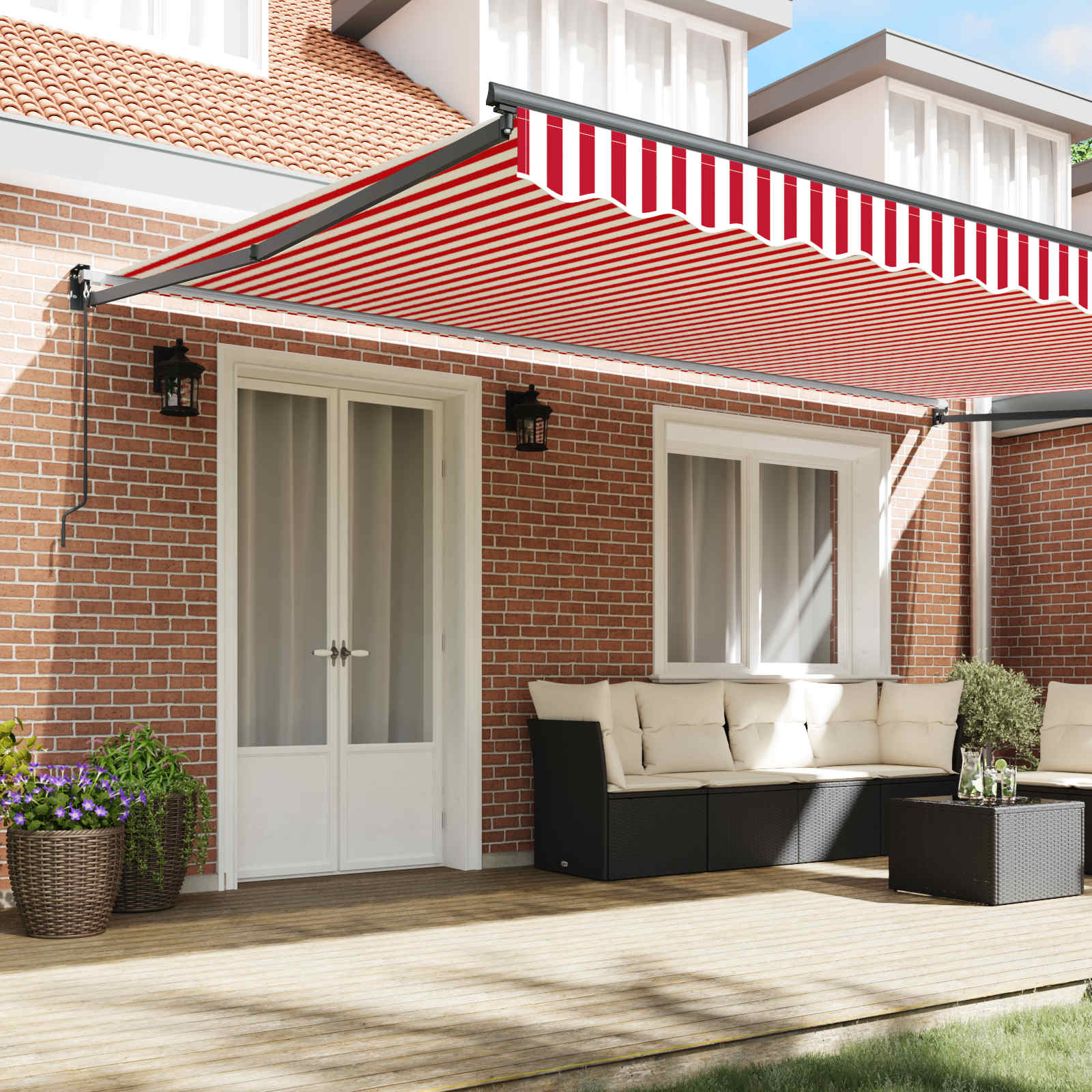 Tenda retrattile Rosso e Bianco 500 x 300 x 165 cm