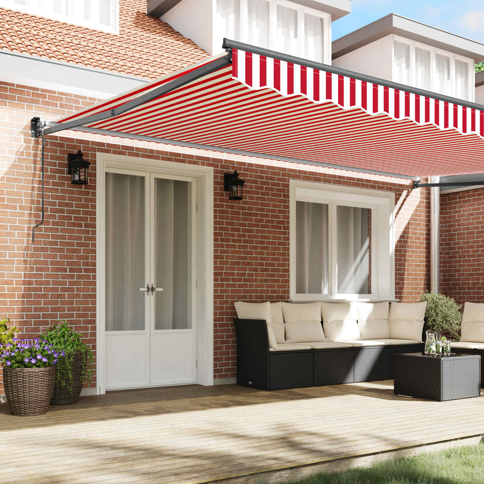 Tenda retrattile Rosso e Bianco 500 x 300 x 165 cm