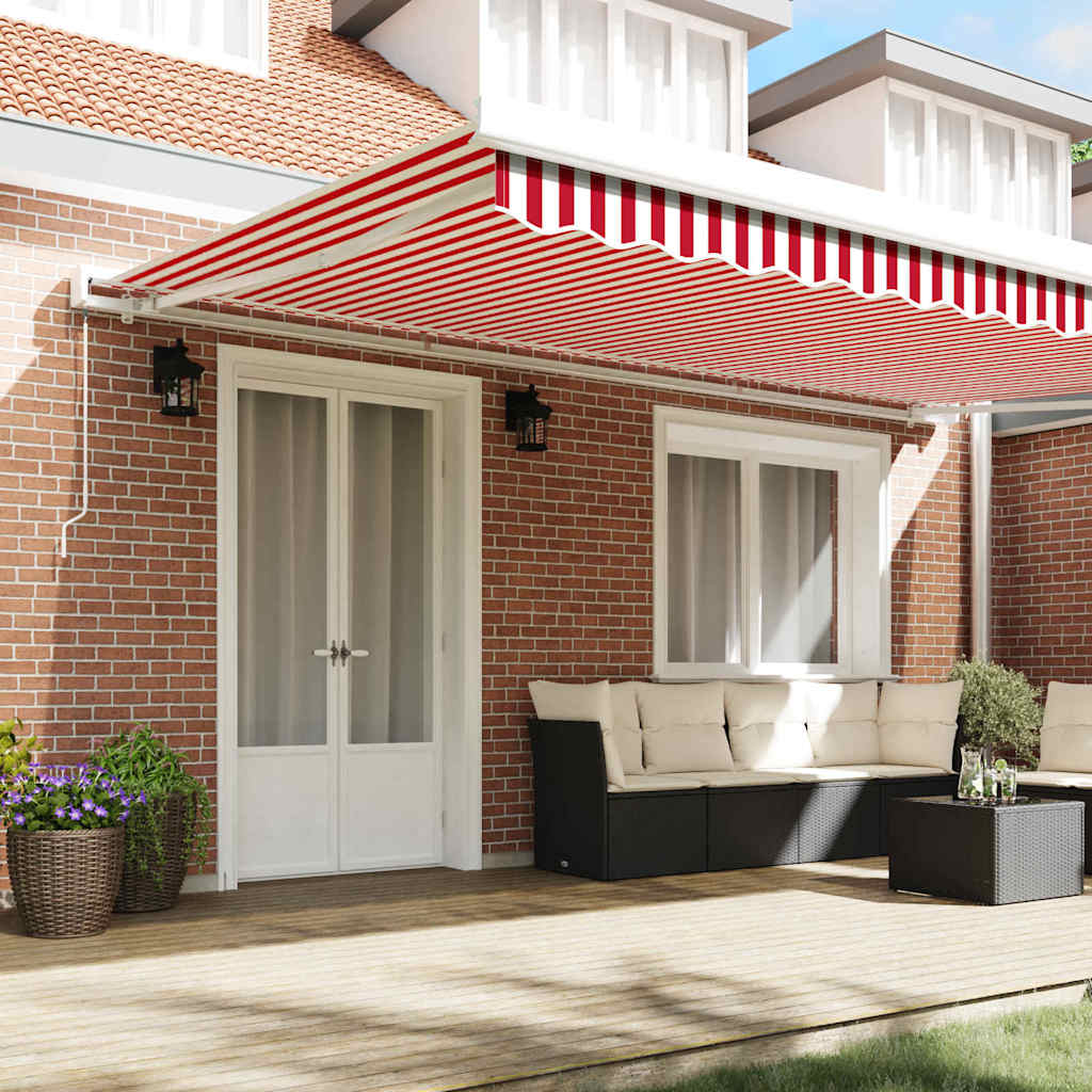 Tenda retrattile Rosso e Bianco 500 × 300 cm Tela e Alluminio