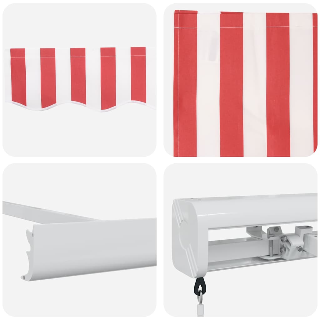Tenda retrattile Rosso e Bianco 500 × 300 cm Tela e Alluminio