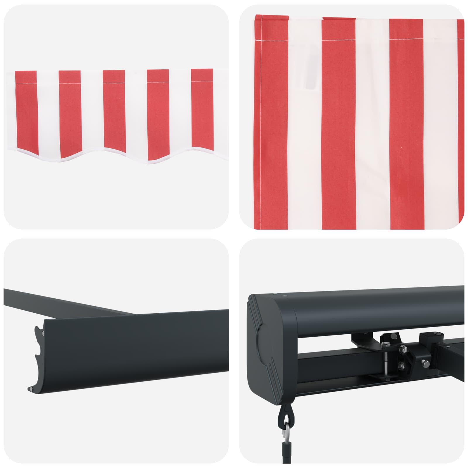 Tenda retrattile Rosso e Bianco 500 × 300 cm Tela e Alluminio