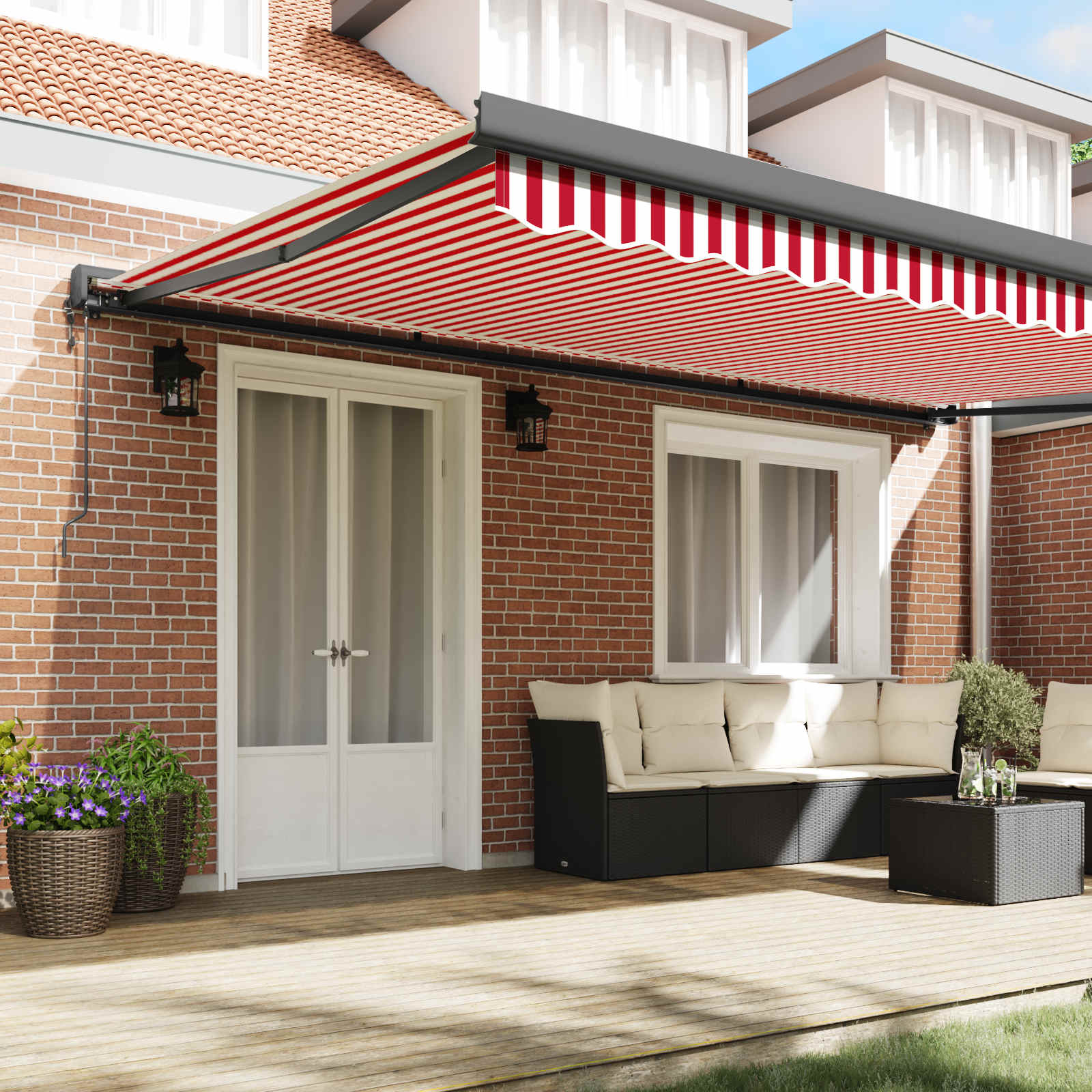 Tenda retrattile Rosso e Bianco 500 x 300 x 165 cm