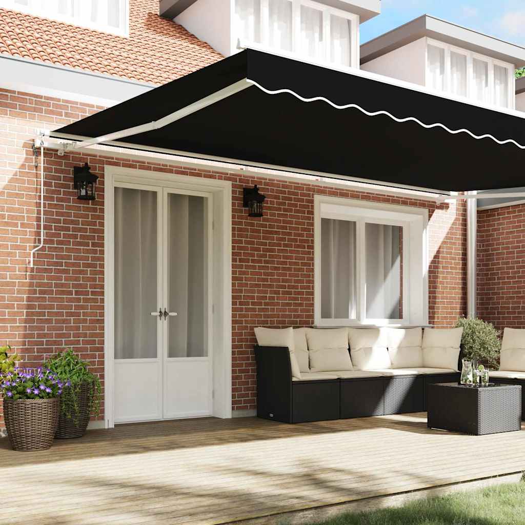 Tenda retrattile Nero 500 × 300 cm Tessuto e Alluminio