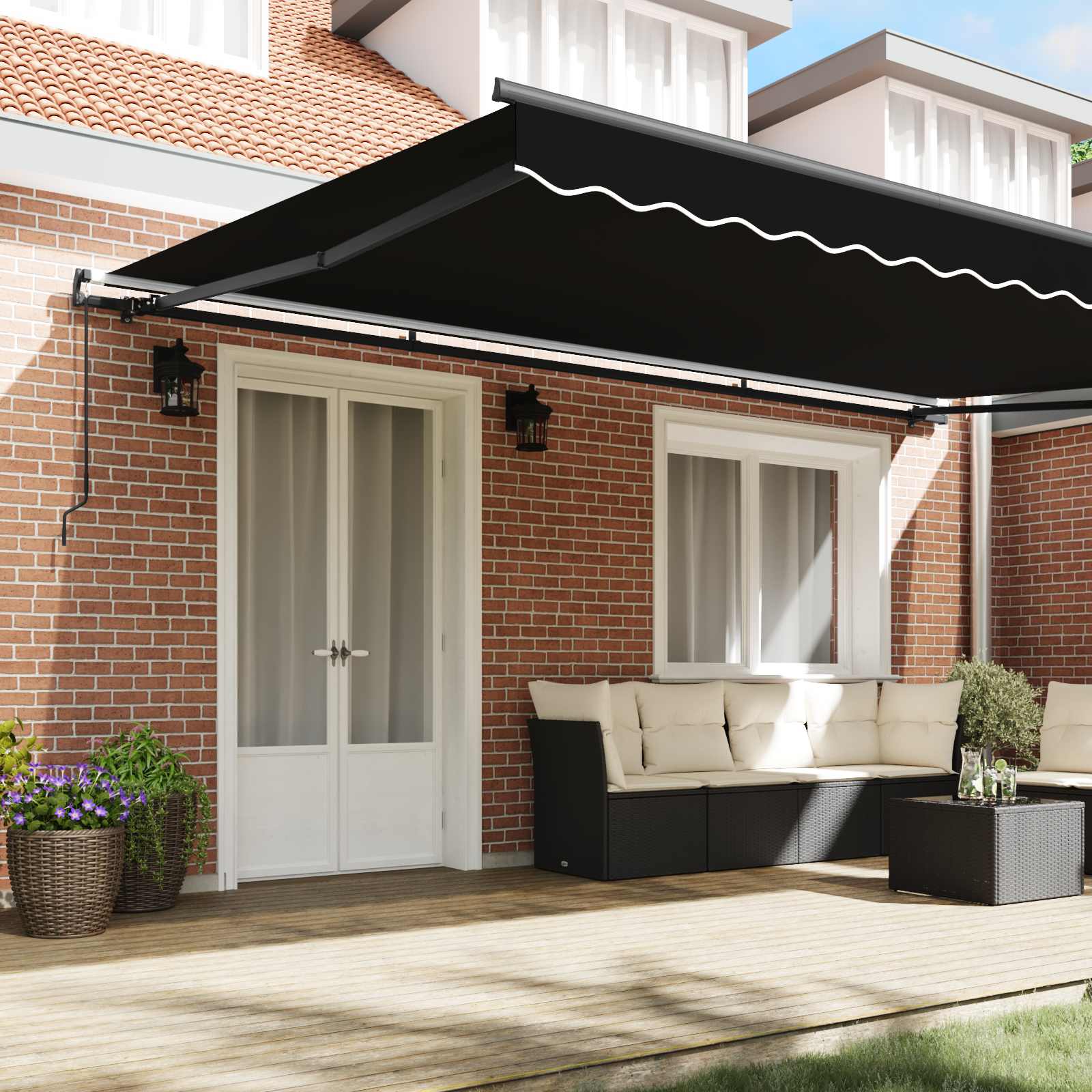 Tenda retrattile Nero 500 × 300 cm Poliestere e Alluminio