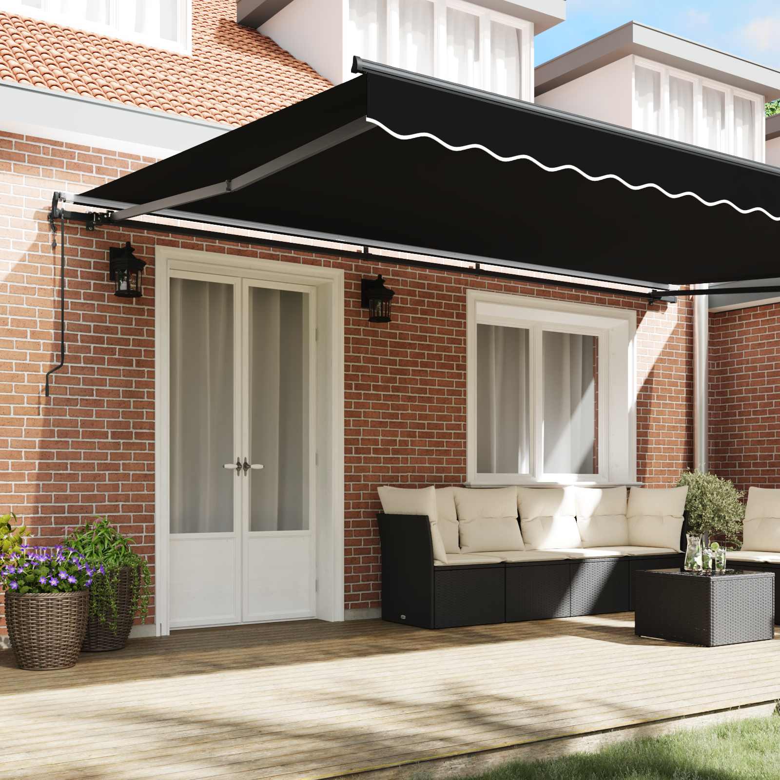 Tenda retrattile Nero 500 × 300 cm Tessuto e Alluminio