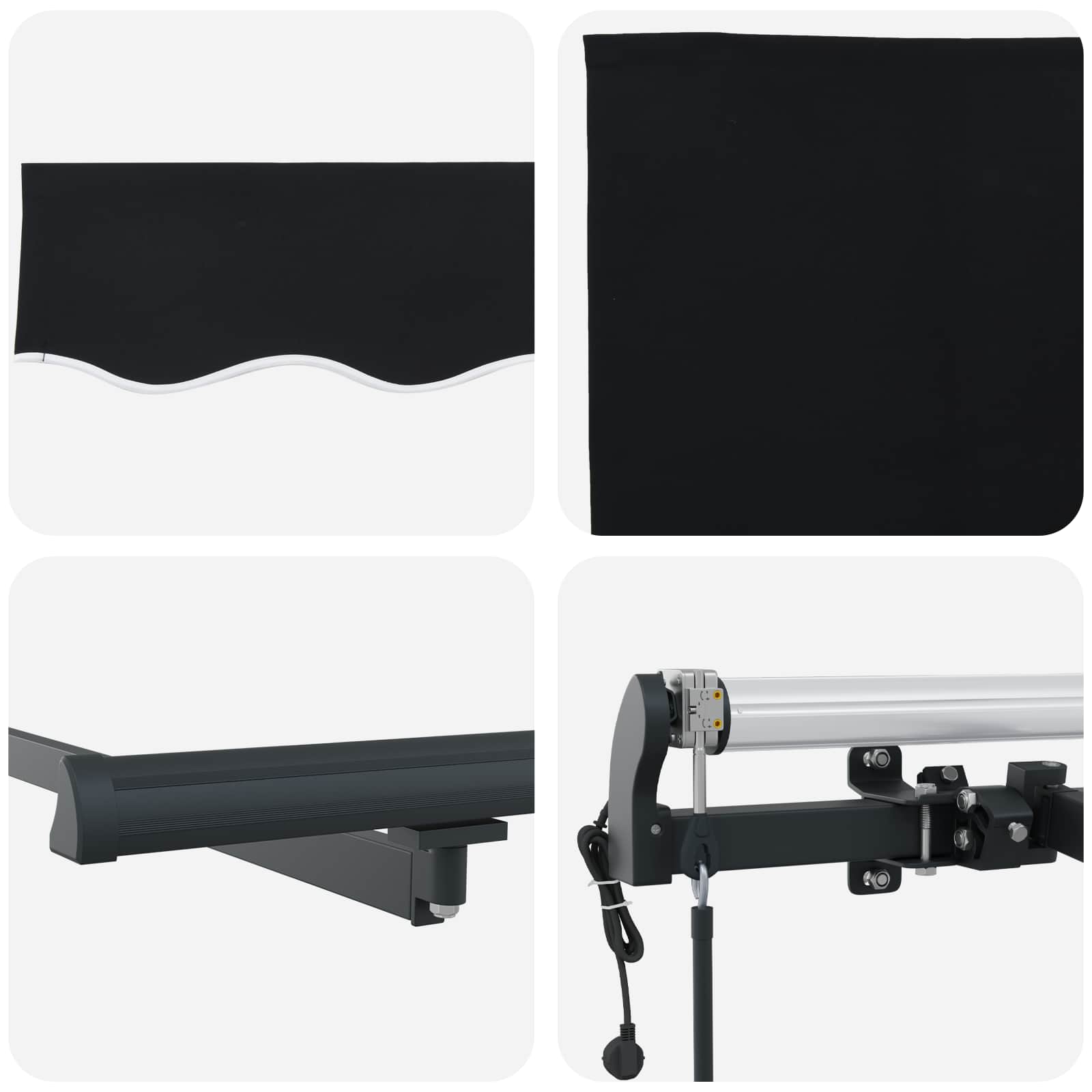 Tenda retrattile Nero 500 × 300 cm Tessuto e Alluminio
