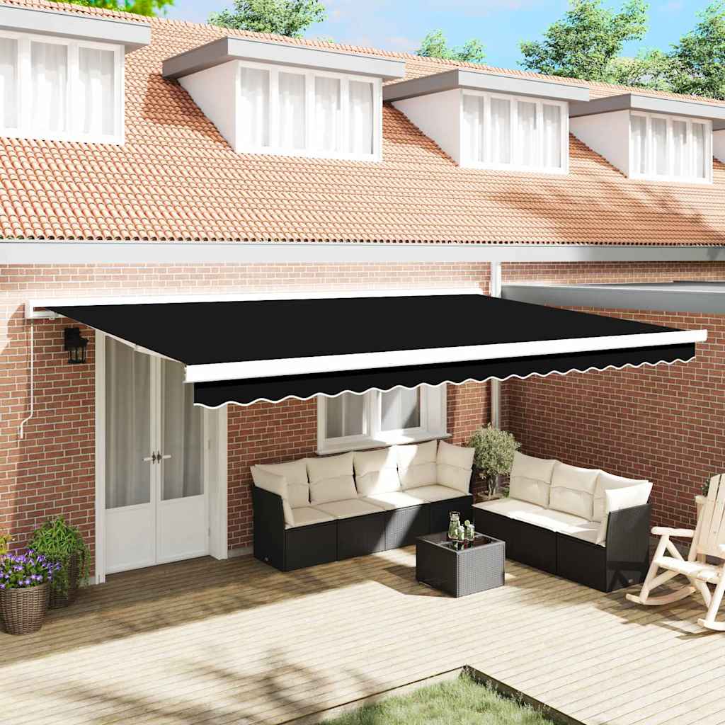 Tenda retrattile Nero 500 × 300 cm Tela e Alluminio