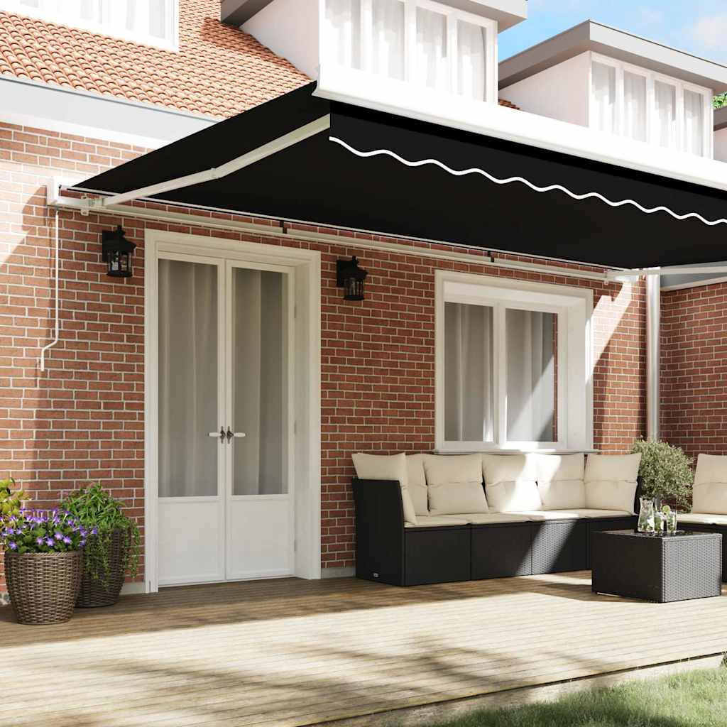 Tenda retrattile Nero 500 × 300 cm Tela e Alluminio