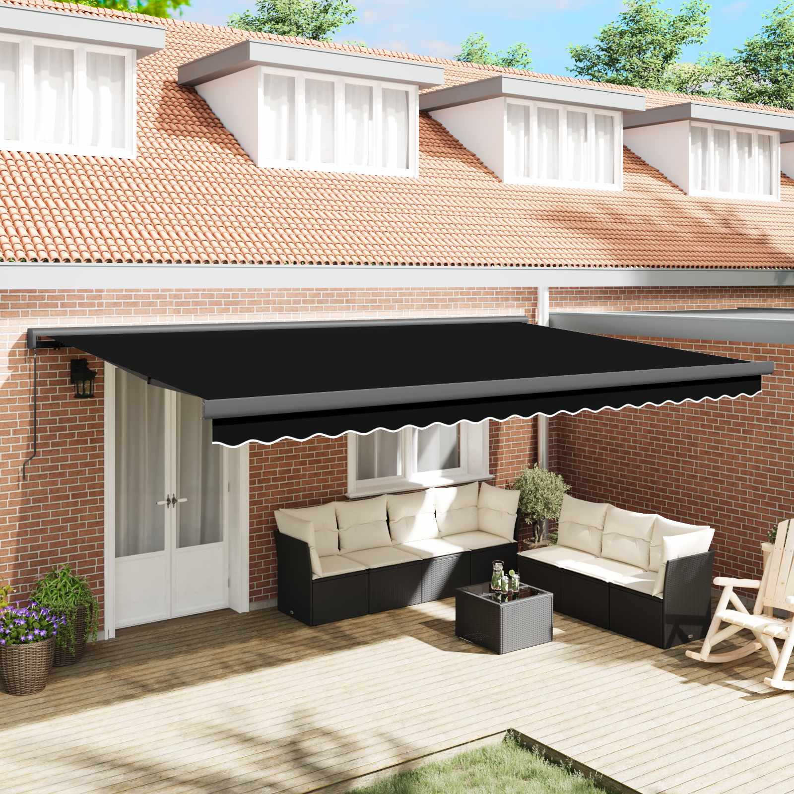 Tenda retrattile Nero 500 × 300 cm Tela e Alluminio