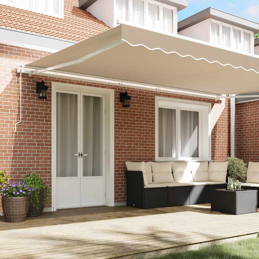 Tenda retrattile Beige 500 × 300 cm Tessuto e Alluminio