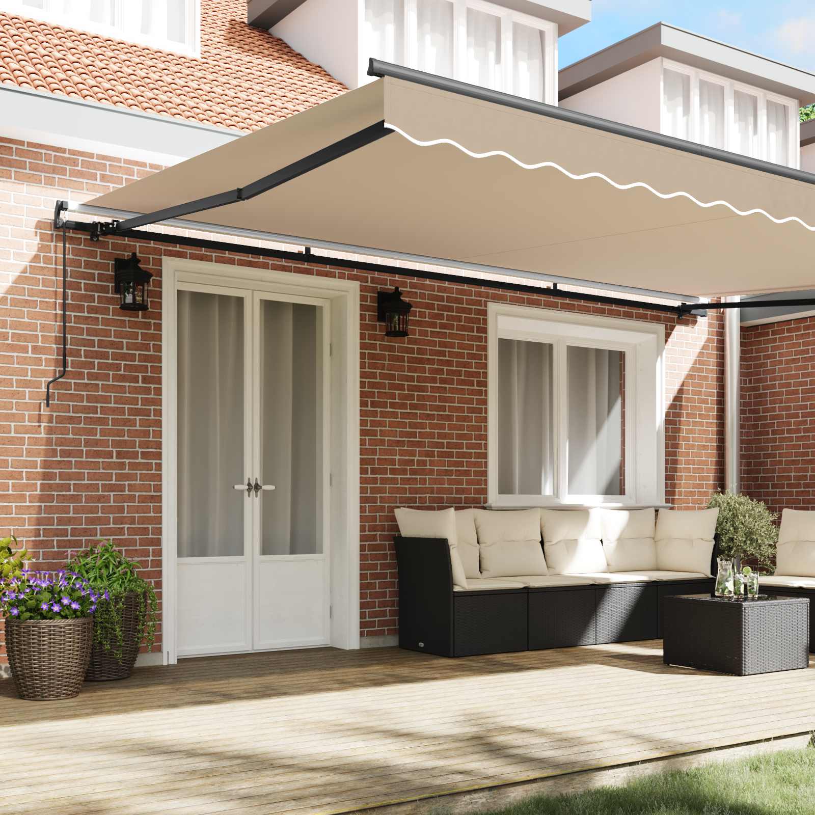 Tenda retrattile Beige 500 × 300 cm Poliestere e Alluminio