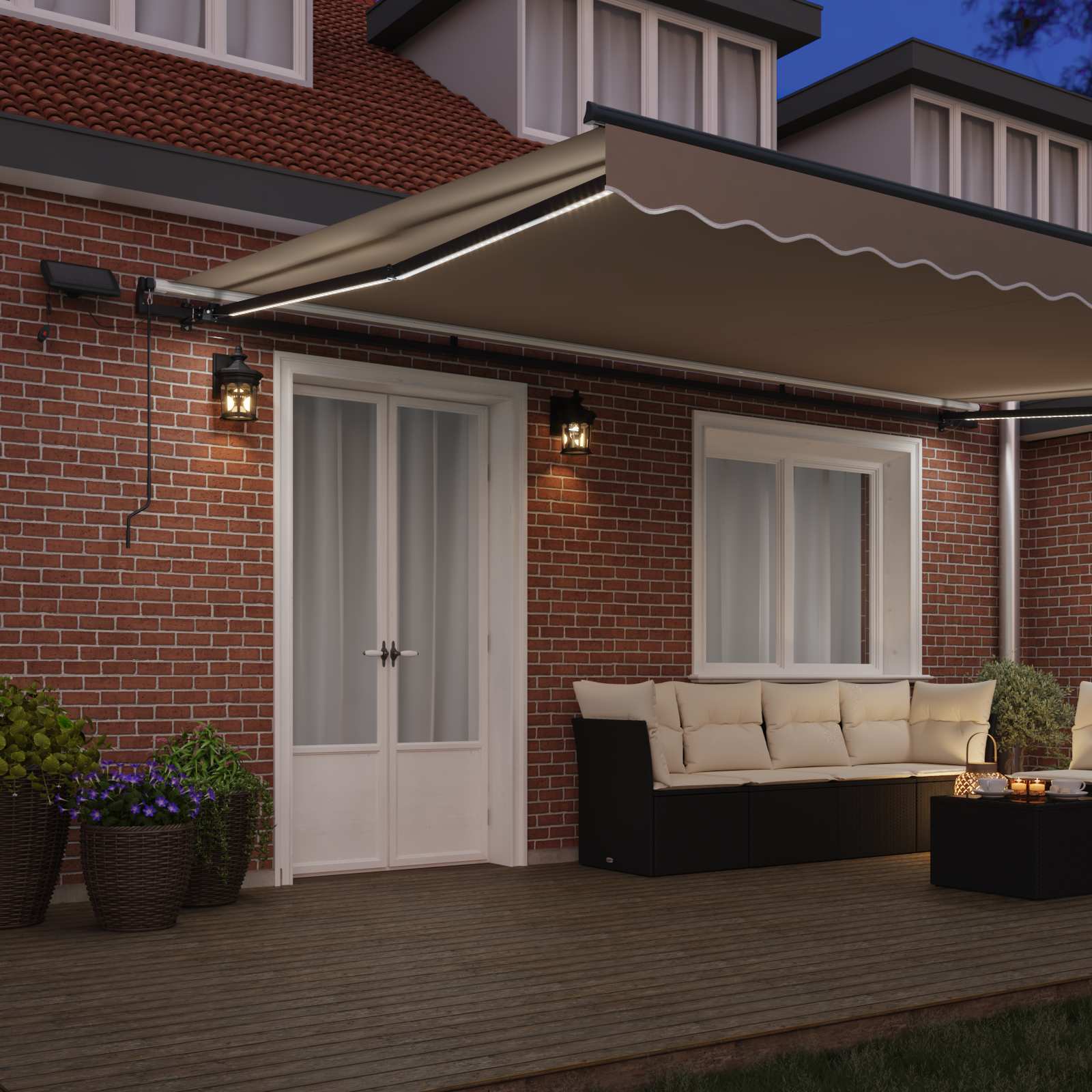 Tenda retrattile Beige 500 × 300 cm Tessuto e Alluminio