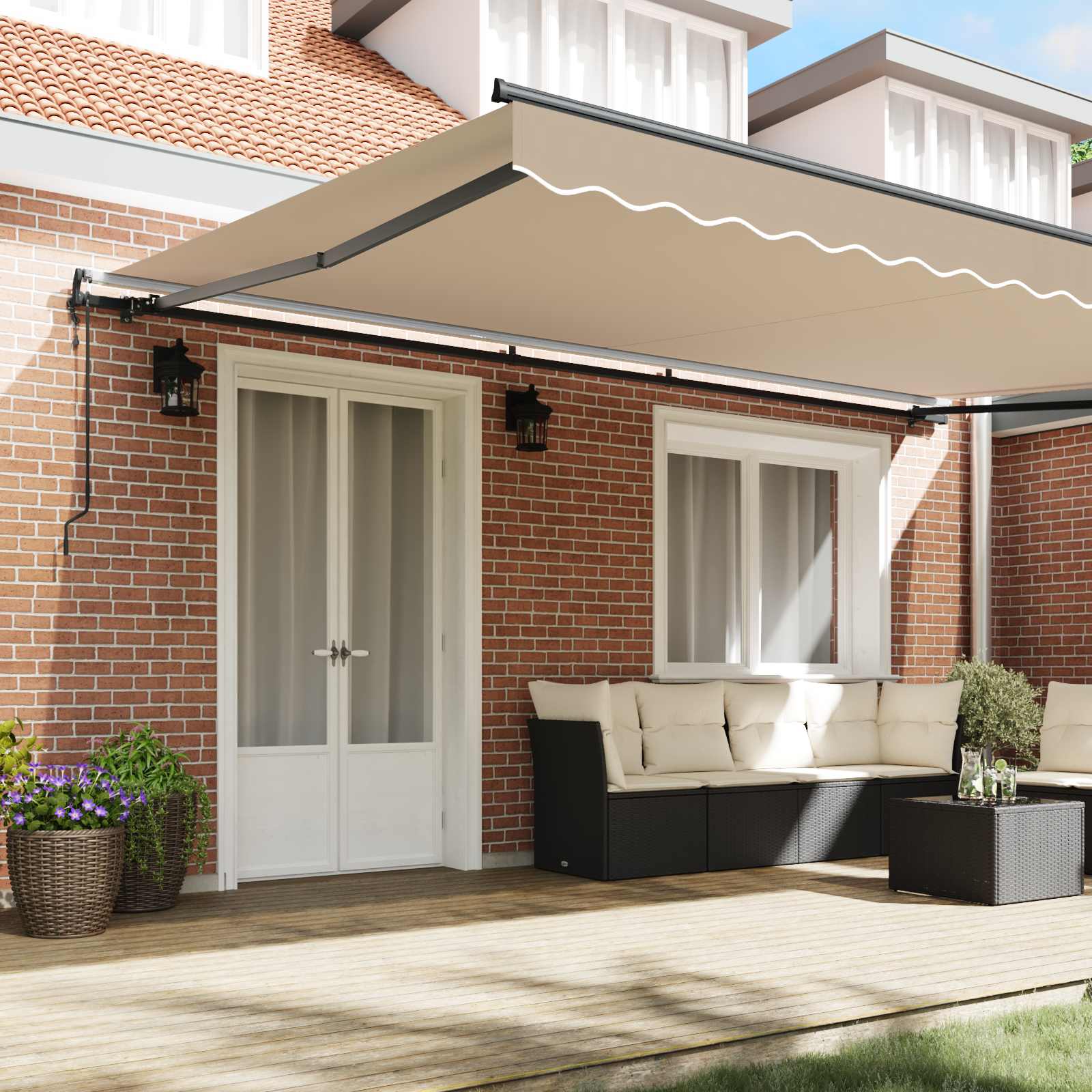Tenda retrattile Beige 500 × 300 cm Tessuto e Alluminio