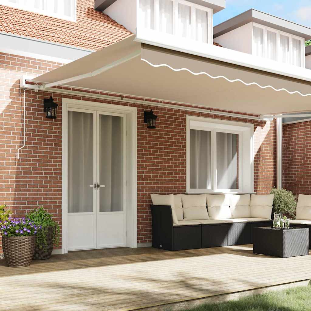 Tenda retrattile Beige 500 × 300 cm Tela e Alluminio