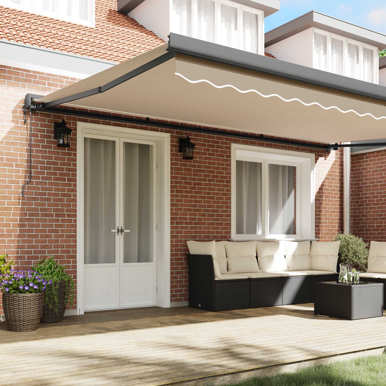 Tenda retrattile Beige 500 × 300 cm Tessuto e Metallo