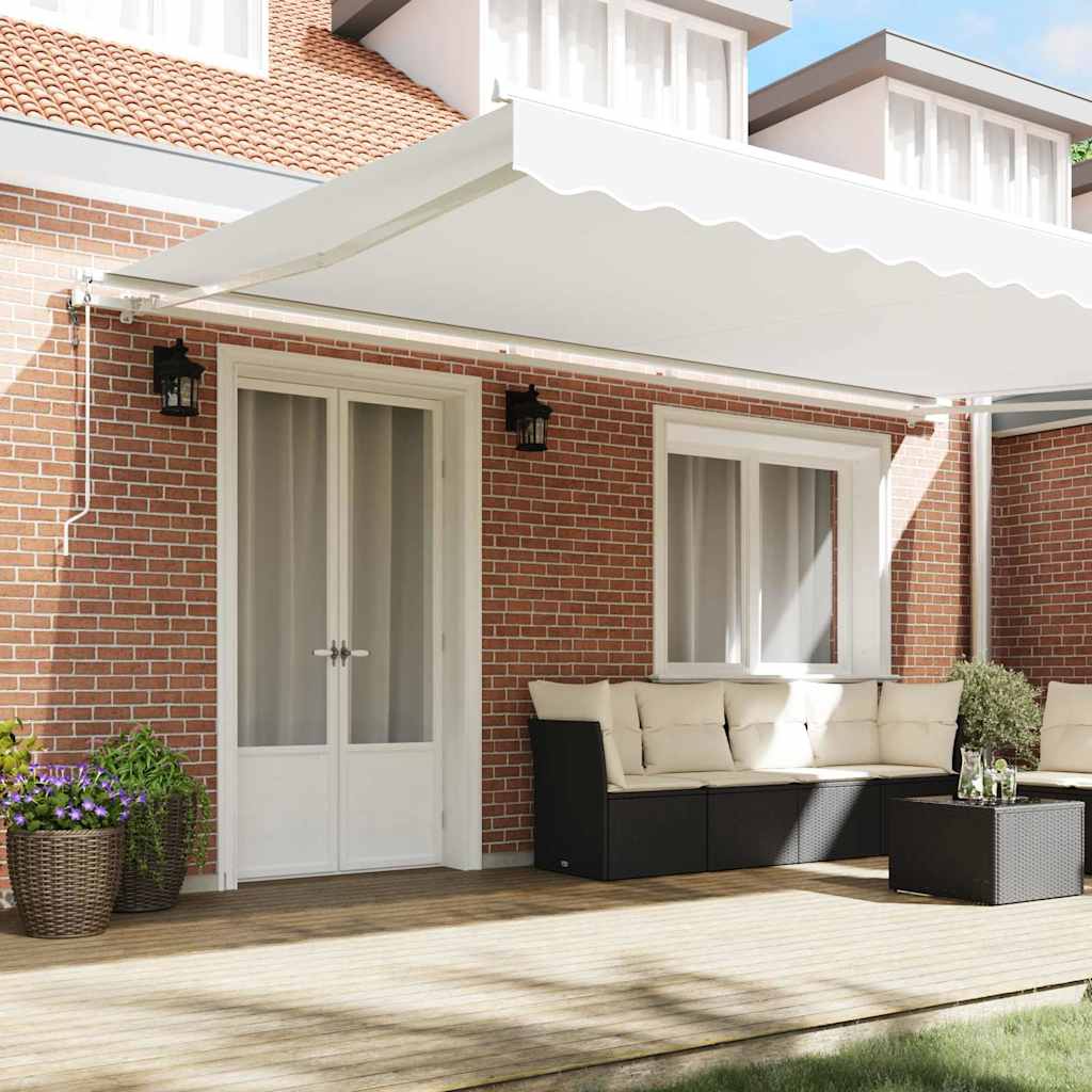 Tenda retrattile Bianco 500 × 300 cm Tessuto e Alluminio