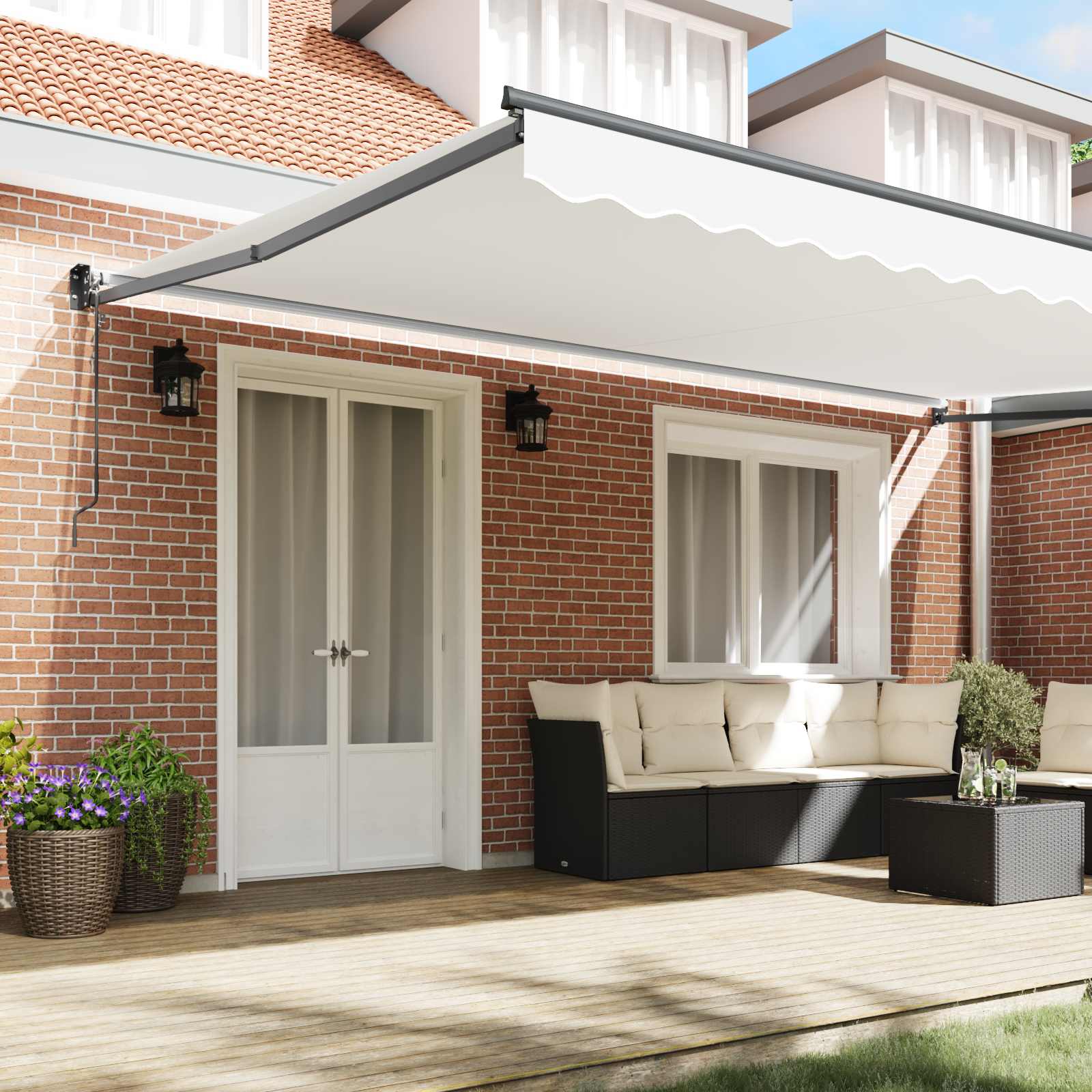 Tenda retrattile Bianco 500 x 300 x 165 cm Poliestere e Metallo